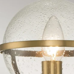 Elstead Badlampe Wand Metall Glas IP44 H: 40,3 cm in Messing Antik* Wandleuchten|Badezimmer Lampe