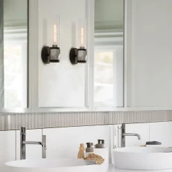 Outlet Elstead Badleuchte Metall Glas E27 IP44 H: 34,6 cm Modern GRETA