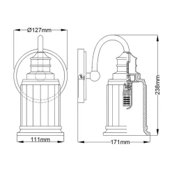 Online Elstead Badleuchte Metall Glas H: 23,7 cm IP44 G9 LED 3000 K