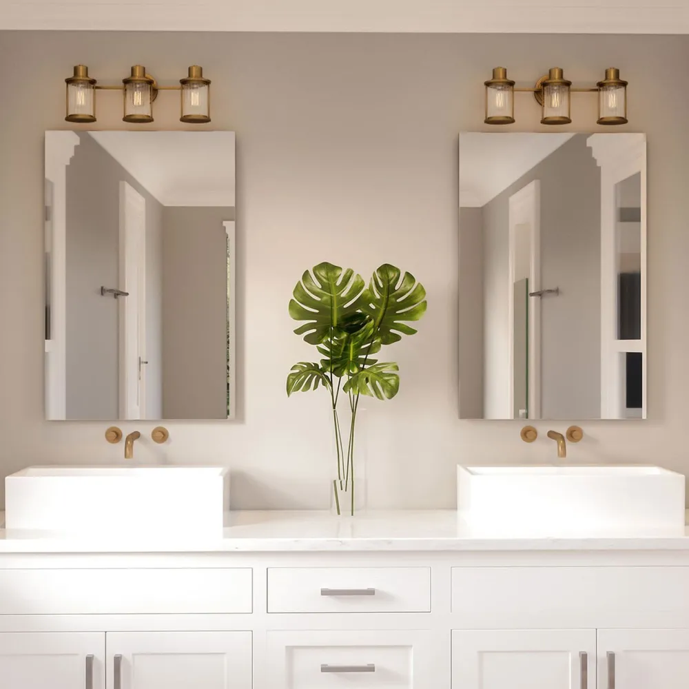 Elstead Badleuchte Wand Metall Glas IP44 B: 56 cm 3-flammig länglich* Flurlampen|Küchenlampen