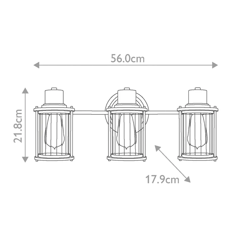 Elstead Badleuchte Wand Metall Glas IP44 B: 56 cm 3-flammig länglich* Flurlampen|Küchenlampen