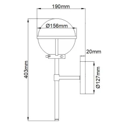 Clearance Elstead Badleuchte Wand Metall Glas IP44 H: 40,3 cm Kugel Schirm