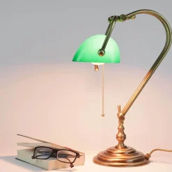 Giovanni Battista Banker Tischlampe aus Echt-Messing in Bronze* Schreibtischlampen|Glaslampen
