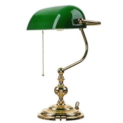 Giovanni Battista Banker Tischlampe Gold 24K aus Echt-Messing* Schreibtischlampen|Glaslampen
