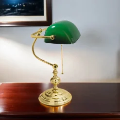 Giovanni Battista Banker Tischlampe Gold 24K aus Echt-Messing* Schreibtischlampen|Glaslampen