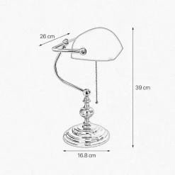 Clearance Giovanni Battista Bankerlampe 39 cm E27 Messing Glas Zugschalter Grün
