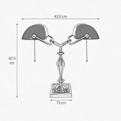 Clearance Giovanni Battista Bankerlampe 42,5 cm 2-flammig E27 Echt-Messing Zugschalter