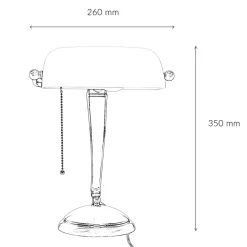 Giovanni Battista Bankerlampe Bronze aus Messing mit Schirm Weiß* Schreibtischlampen|Glaslampen