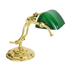 Giovanni Battista Bankerlampe E14 23 cm in Messing poliert Grün Glas* Tischlampen|Bürolampen