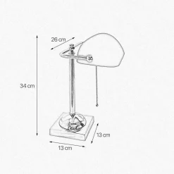 Clearance Giovanni Battista Bankerlampe E27 34 cm Messing Glas Zugschalter schwenkbar