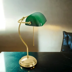 New Giovanni Battista Bankerlampe Echt-Messing Poliert Premium