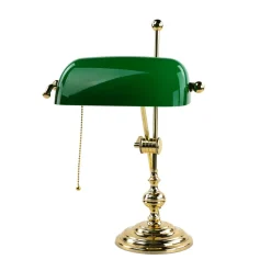 Giovanni Battista Bankerlampe Grün aus Echt Messing Poliert* Glaslampen|Metall Lampen