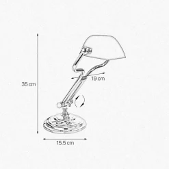 Outlet Giovanni Battista Bankerlampe Grün H: 35 cm verstellbar Echt-Messing Glas E14