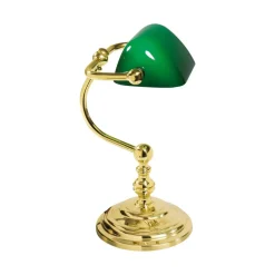 Giovanni Battista Bankerlampe Grün Messing massiv Glas 29 cm hoch schwenkbar* Tischlampen|Bürolampen