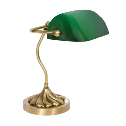 Best Giovanni Battista Bankerlampe in Bronze hell Grün E27 29 cm Glas Messing