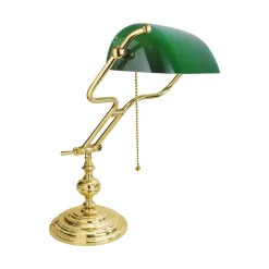 Discount Giovanni Battista Bankerlampe Jugendstil 47 cm Messing Glas Zugschalter E27