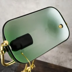 Discount Giovanni Battista Bankerlampe Jugendstil 47 cm Messing Glas Zugschalter E27