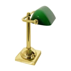 Giovanni Battista Bankerlampe klein 25 cm E14 schwenkbar Messing Glas* Glaslampen|Messinglampen