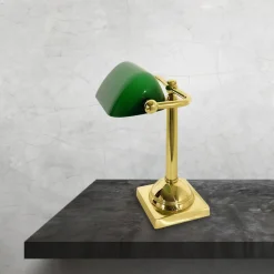 Giovanni Battista Bankerlampe klein 25 cm E14 schwenkbar Messing Glas* Glaslampen|Messinglampen