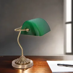 Hot Giovanni Battista Bankerlampe Messing massiv Glas Schreibtisch MINISTERO