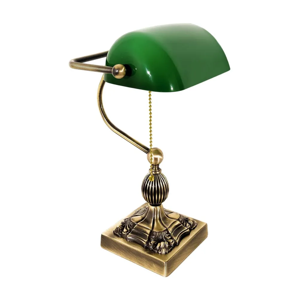 Clearance Giovanni Battista Bankerlampe Messing massiv Glas 36 cm hoch schwenkbar