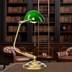 Online Giovanni Battista Bankerlampe Messing massiv 35,5 cm Zugschalter