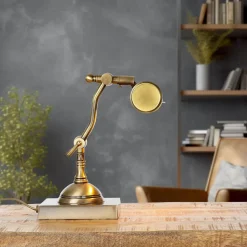 Giovanni Battista Bankerlampe Messing massiv verstellbar 26 cm E27* Schreibtischlampen|Metall Lampen