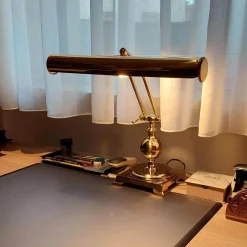 Giovanni Battista Bankerlampe Messing poliert E14 H: 43 cm Jugendstil* Tischlampen|Badezimmer Lampe