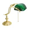 Sale Giovanni Battista Bankerlampe Zugschalter 38 cm E27 Messing Glas Grün