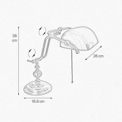 Sale Giovanni Battista Bankerlampe Zugschalter 38 cm E27 Messing Glas Grün