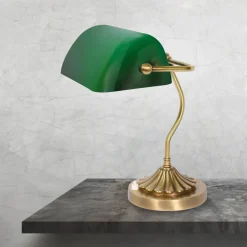 Clearance Giovanni Battista Bankerleuchte Gün Bronze H: 30 cm aus Messing Glas E27