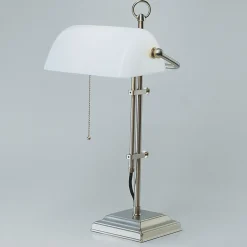 Online Berliner Messingleuchten Bankerleuchte W2 aus Nickel matt