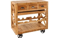 Invicta Interior Barschrank mit Rollen Mangoholz massiv B: 86 cm Industrial* Industrie Lampen|Vintage Lampen