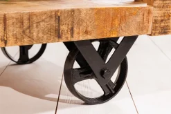 Invicta Interior Barschrank mit Rollen Mangoholz massiv B: 86 cm Industrial* Industrie Lampen|Vintage Lampen