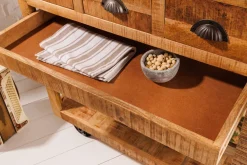 Invicta Interior Barschrank mit Rollen Mangoholz massiv B: 86 cm Industrial* Industrie Lampen|Vintage Lampen