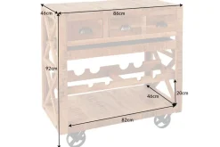 Invicta Interior Barschrank mit Rollen Mangoholz massiv B: 86 cm Industrial* Industrie Lampen|Vintage Lampen