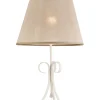 Lamkur Beige Tischlampe Stoff rund Landhaus ABUELA* Stofflampen|Lampe Landhausstil
