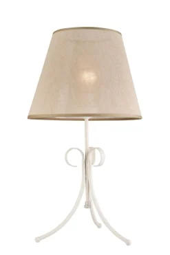 Lamkur Beige Tischlampe Stoff rund Landhaus ABUELA* Stofflampen|Lampe Landhausstil