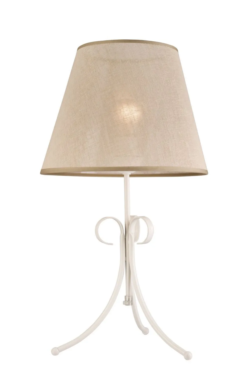 Lamkur Beige Tischlampe Stoff rund Landhaus ABUELA* Stofflampen|Lampe Landhausstil