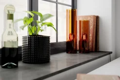 By Rydéns Beistelllampe Rauchglas Metall E27 30 cm hoch in Cognac