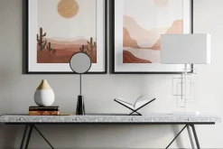 By Rydéns Beistelllampe Weiß 52 cm Stoff Metall E27 Kabelschalter* Wohnzimmerlampen|Schlafzimmer Lampen