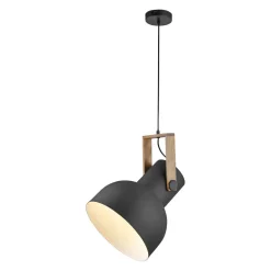 Just Light Bewegliche Hängeleuchte Schwarz Holz Metall E27 L:30 cm* Hängelampen|Bürolampen
