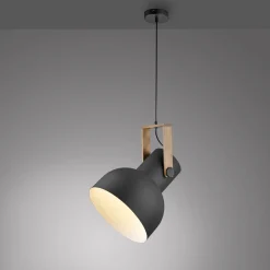 Just Light Bewegliche Hängeleuchte Schwarz Holz Metall E27 L:30 cm* Hängelampen|Bürolampen