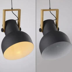 Just Light Bewegliche Hängeleuchte Schwarz Holz Metall E27 L:30 cm* Hängelampen|Bürolampen