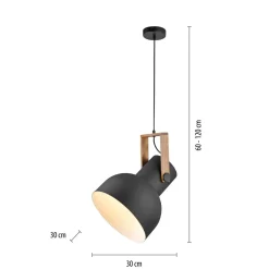 Just Light Bewegliche Hängeleuchte Schwarz Holz Metall E27 L:30 cm* Hängelampen|Bürolampen