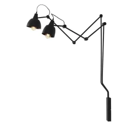 ALDEX Bewegliche Wandlampe Schwarz Metall T:90 cm 2-flammig* Wandleuchten|Badezimmer Lampe