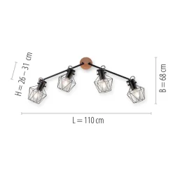 Hot Just Light Beweglicher Deckenspot Holz Metall 110 cm E27 Vintage