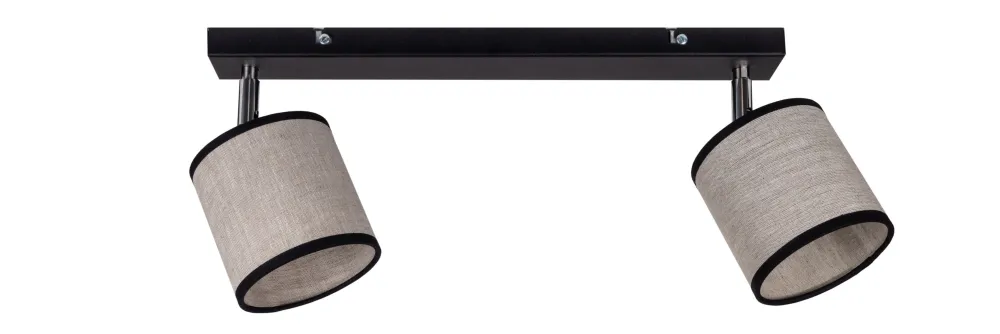 Outlet Belis Beweglicher Deckenspot Stoff Schwarz Beige E14 L:55 cm