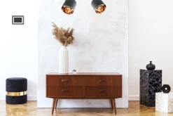 Belis Beweglicher Deckenstrahler Stoff E27 70 cm in Grau Gold* Spots|Flurlampen