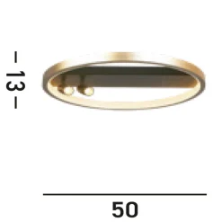 Searchlight Beweglicher LED Deckenspot in Schwarz Gold rund Ø50 cm* Bürolampen|Wohnzimmerlampen